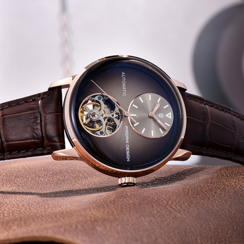 Pagani Design Brown Leather Tourbillon Men's Watch